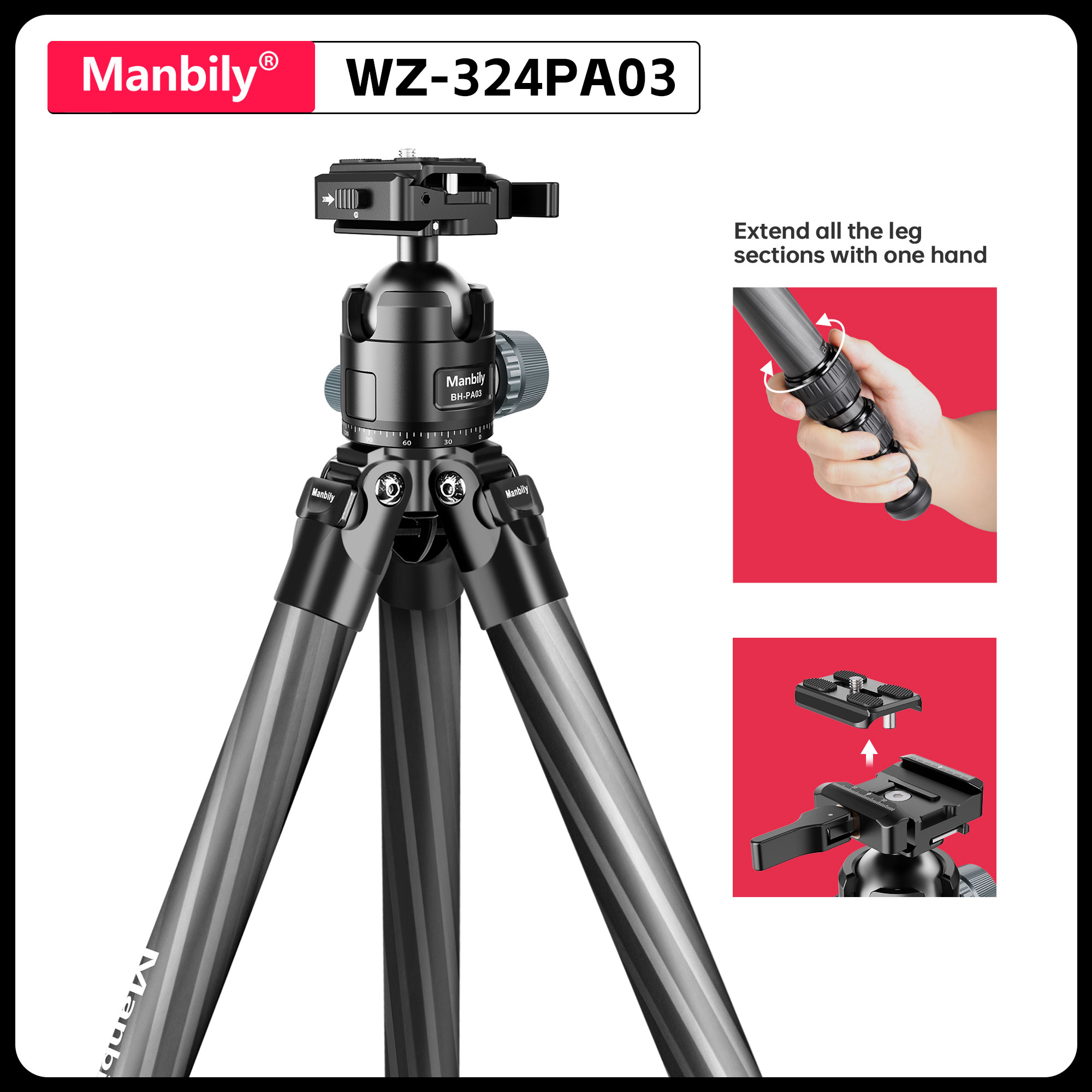 Outdoor Hunting Video Camera - Manbily 158CM Ağır Hizmet Tipi Karbon