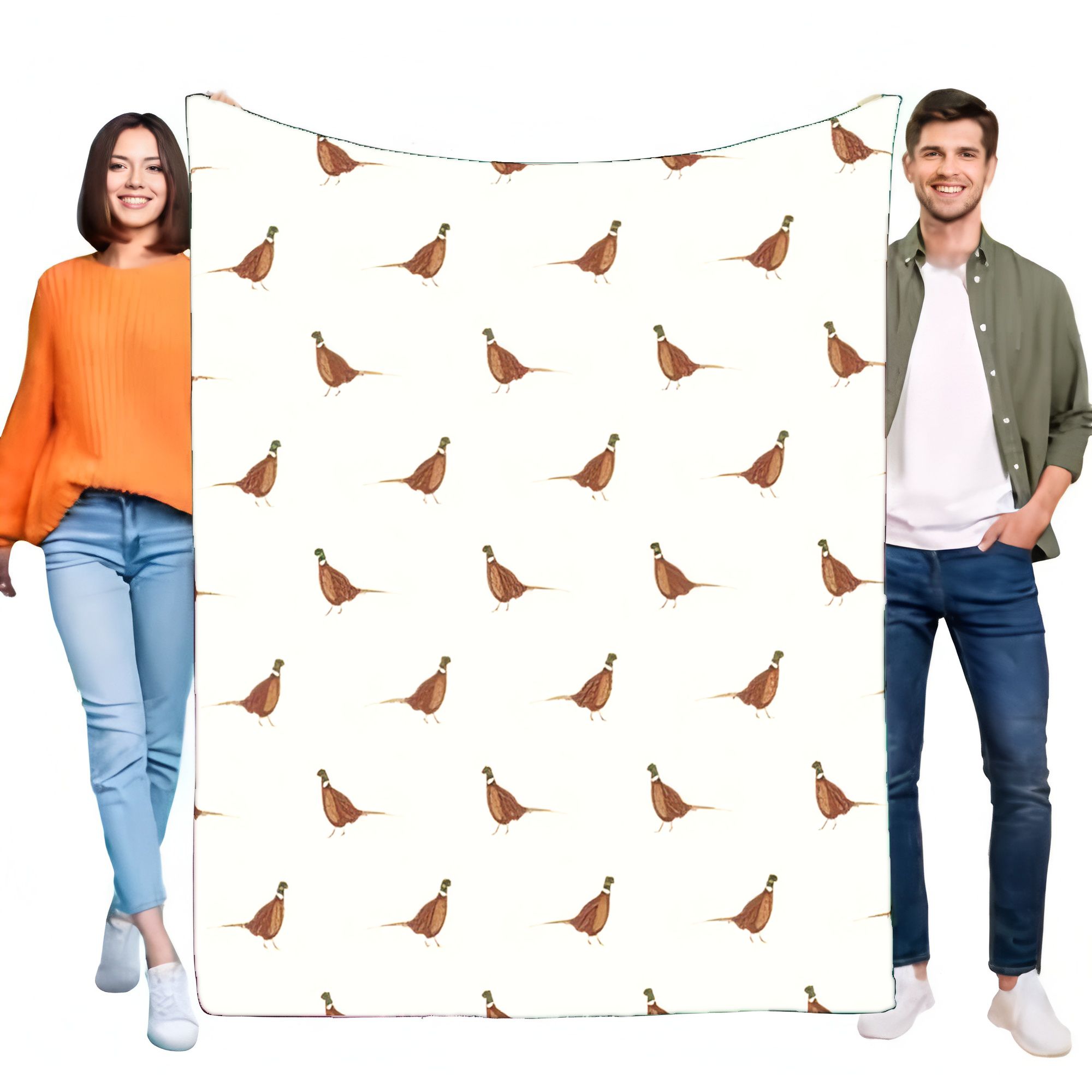 Outdoor Hunting Blanket - Rustik Sülün Kuş Baskılı Flanel Battaniye