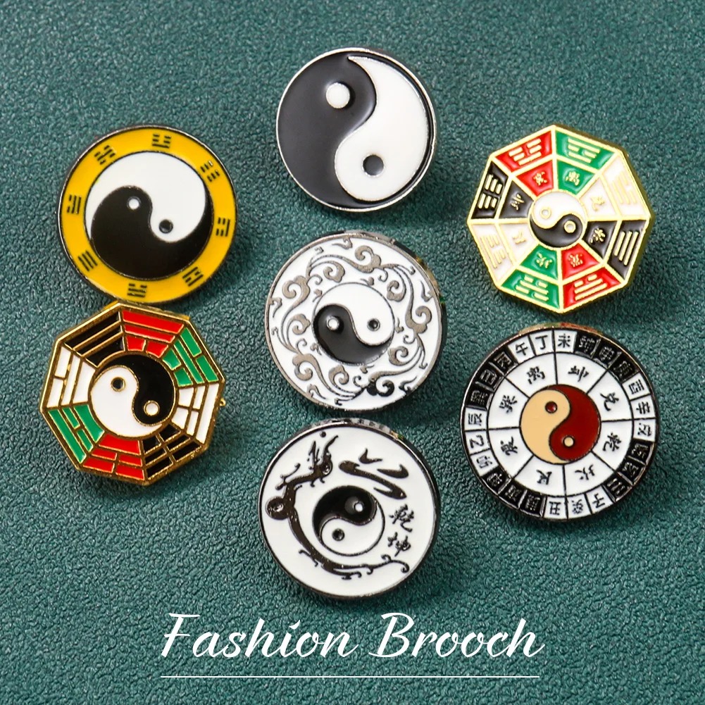 Hunting Outdoor Apparel - Yin Yang Sembolü Metal Broş Dairesel