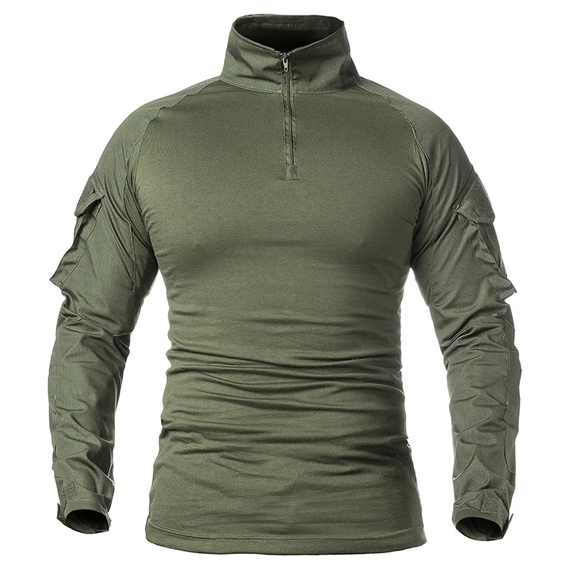 Hunting Outdoor Apparel - Erkek Pamuklu Yarım Fermuarlı Kamuflaj Desenli